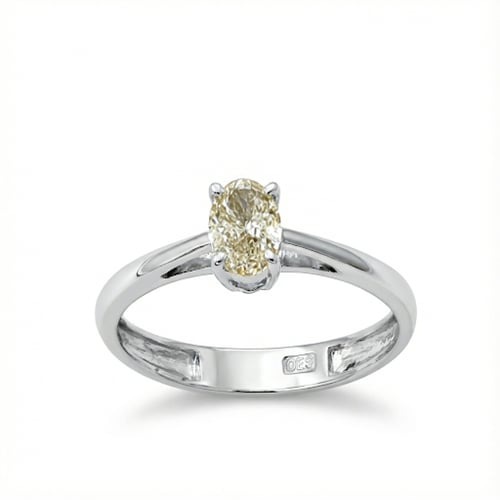 خاتم الماس سوليتير بيضاوي ( اوفال ) بوزن 0.51 قيرا...