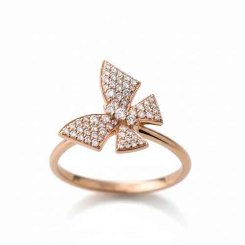 خاتم الماس شكل فراشة فخم