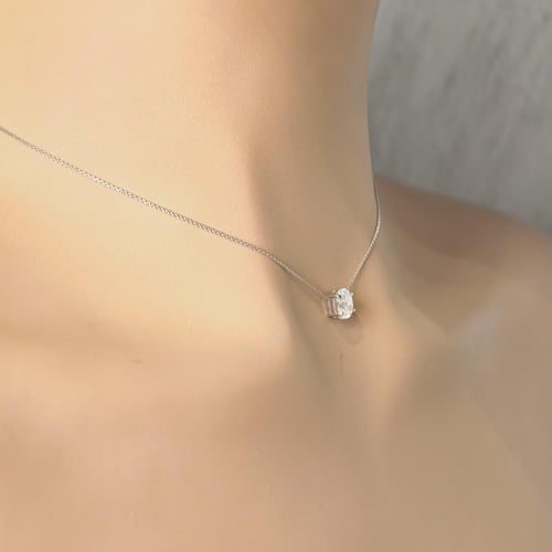 تعليقة الماس سلسلة سوليتير بيضاوي فخمة