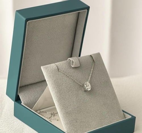 تعليقة الماس سلسلة سوليتير بيضاوي فخمة