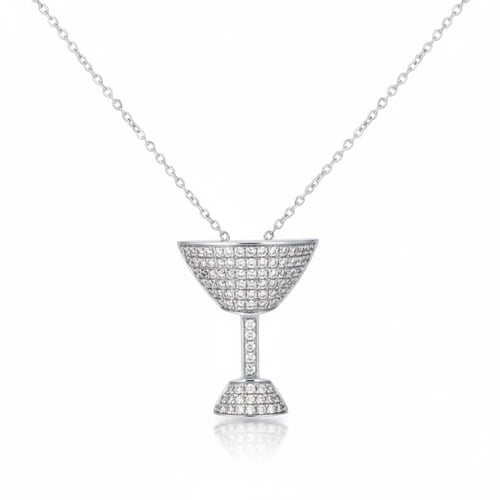 تعليقة الماس سلسلة على شكل كاس كلاسيكي قديم بوزن 0...