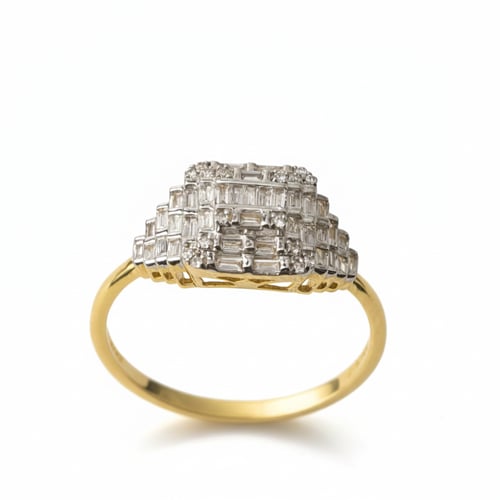 خاتم الماس مستطيل باجيت مرصع فاخر