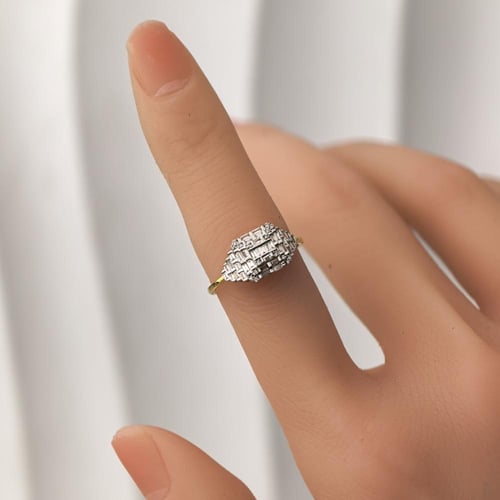 خاتم الماس مستطيل باجيت مرصع فاخر