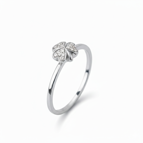 خاتم الماس ناعم بتصميم زهرة مرصعة