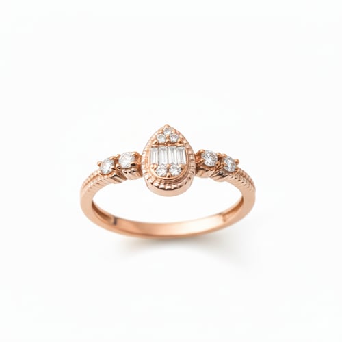 خاتم الماس ناعم بتصميم دمعة مرصعة