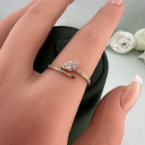 خاتم ألماس ماركيز روز قولد مفتوح