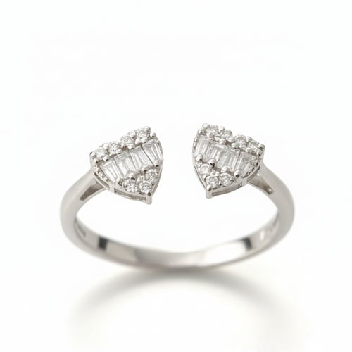 خاتم الماس قلب مفتوح تصميم عصري فخم