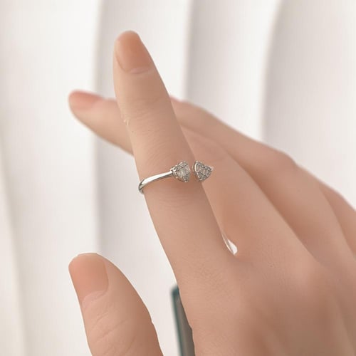 خاتم الماس قلب مفتوح تصميم عصري فخم