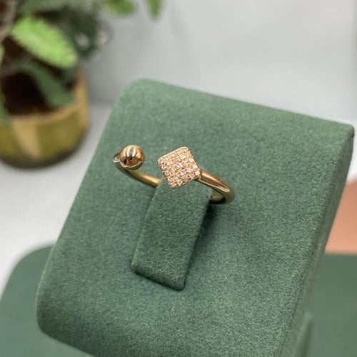 خاتم ألماس مربع روز قولد مفتوح بتصميم عصري