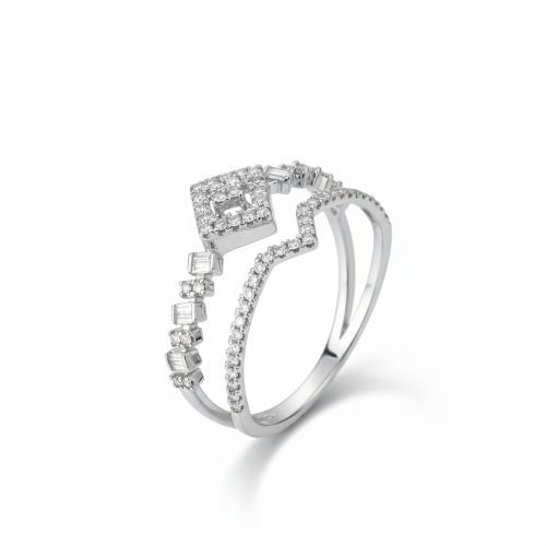 خاتم الماس مربع باجيت