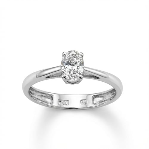 خاتم الماس سوليتير بيضاوي ( اوفال ) بوزن 0.51 قيرا...