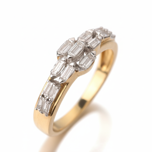 خاتم الماس باجيت هندسي كلاسيكي فخم