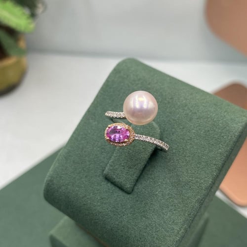 خاتم الماس لؤلؤ ناعم تصميم حديث