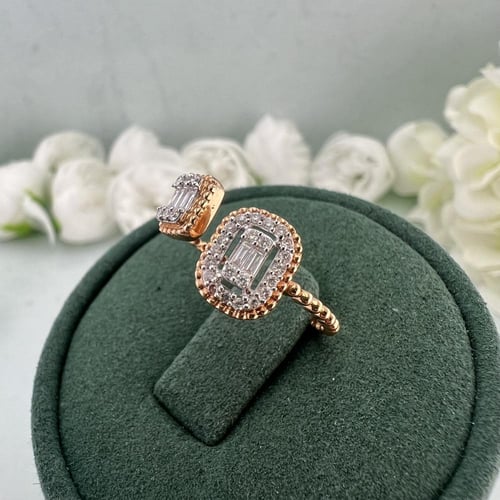 خاتم ألماس باغيت روز قولد مفتوح بتصميم مزدوج فاخر