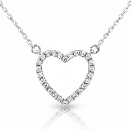 تعليقة الماس سلسلة ناعمة على شكل القلب المفتوح بوز...