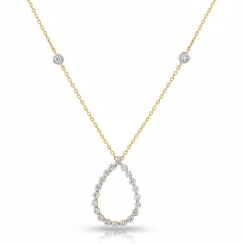 عقد الماس ناعم بتصميم دمعة فخمة بوزن 0.37 قيراط