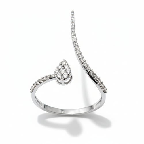 خاتم الماس تصميم دمعة مفتوح