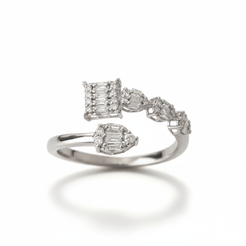 خاتم الماس عصري هندسي مفتوح