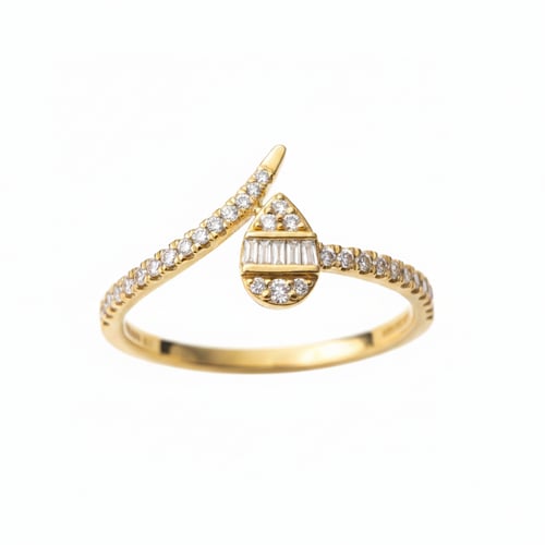 خاتم الماس دمعة باجيت مفتوح