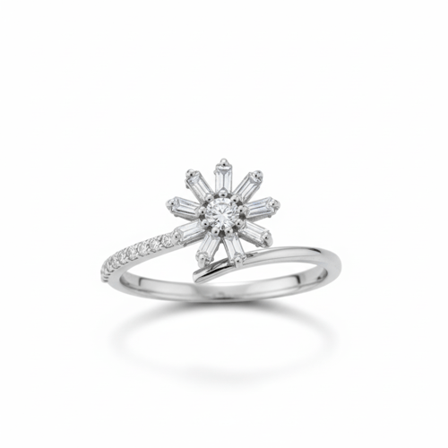 خاتم الماس تصميم زهرة ناعم