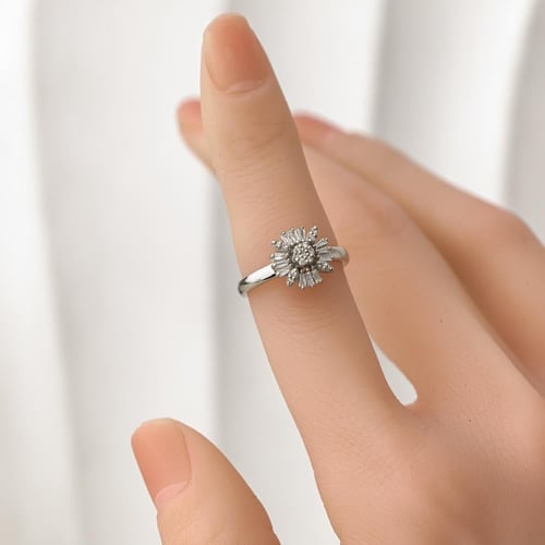 خاتم الماس تصميم وردة راقي