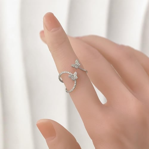 خاتم الماس مفتوح فراشة ناعم