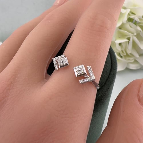 خاتم الماس مفتوح تصميم هندسي