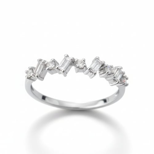 خاتم الماس عصري متموج بتصميم هندسي