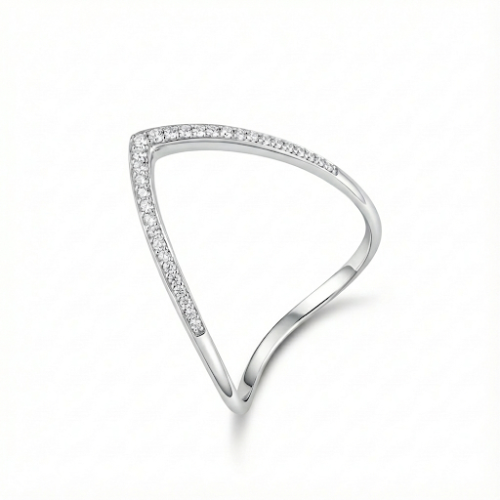 خاتم الماس تصميم V مرصع