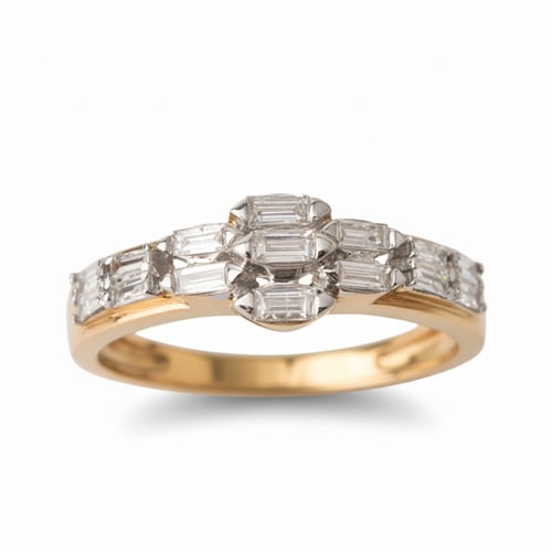 خاتم الماس باجيت هندسي كلاسيكي فخم