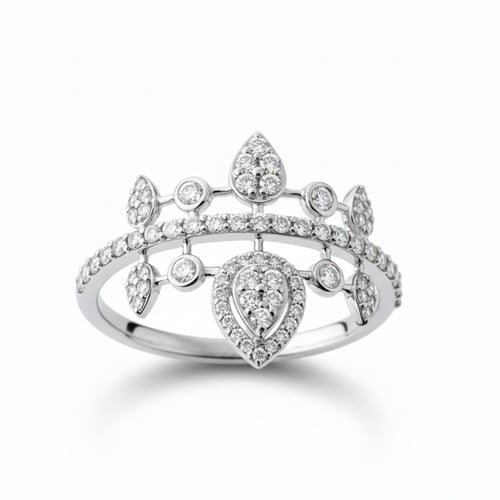 خاتم الماس تاج فاخر بتصميم دمعة