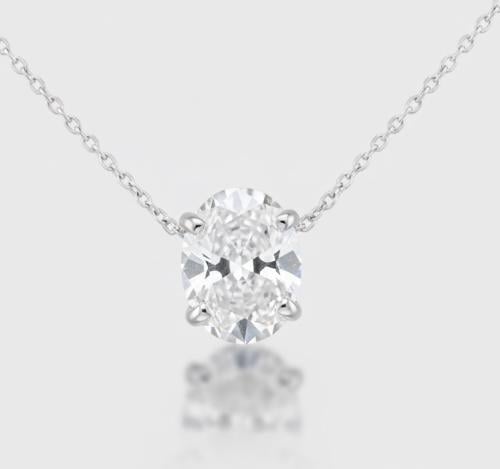 تعليقة الماس سلسلة سوليتير بيضاوي فخمة