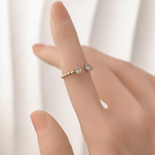 خاتم الماس مفتوح تصميم كلاسيكي حديث