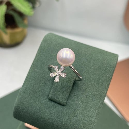 خاتم الماس لؤلؤ ناعم تصميم حديث