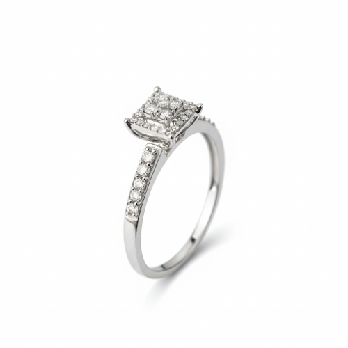 خاتم الماس فاخر بتصميم كلاستر مربع