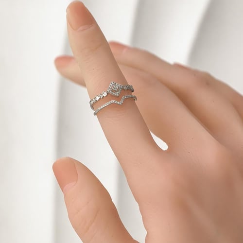 خاتم الماس مربع باجيت