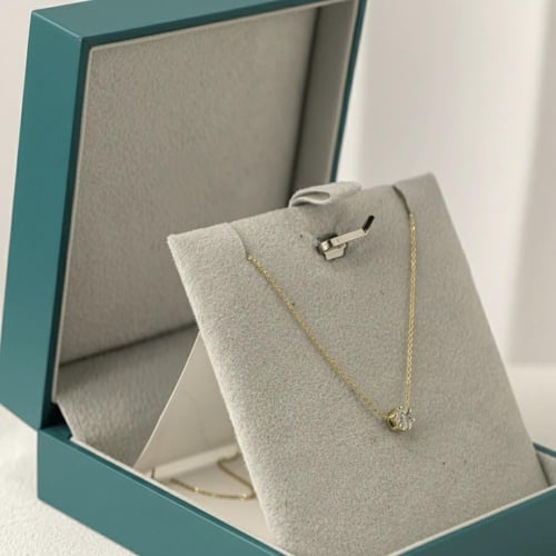 تعليقة الماس سلسلة ناعم سوليتير تجميع تصميم وردة ب...