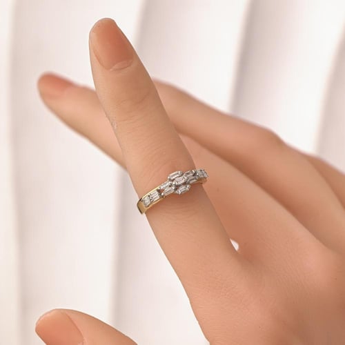 خاتم الماس باجيت هندسي كلاسيكي فخم