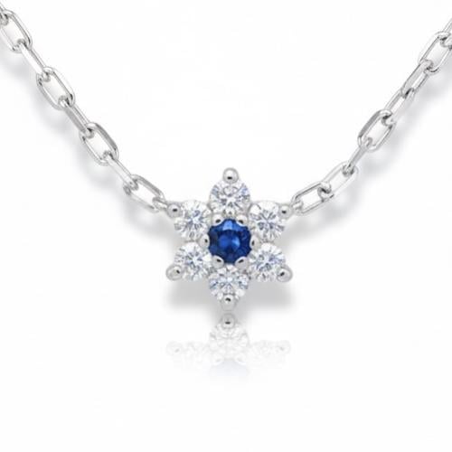 تعليقة الماس سلسلة ناعمة على شكل وردة حجر ازرق بوز...