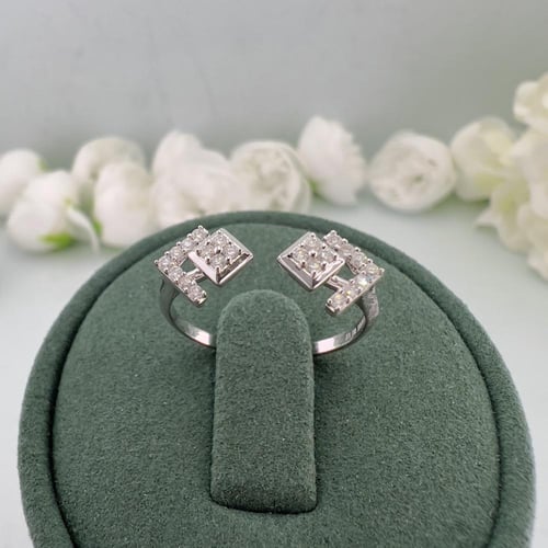 خاتم الماس مفتوح تصميم هندسي