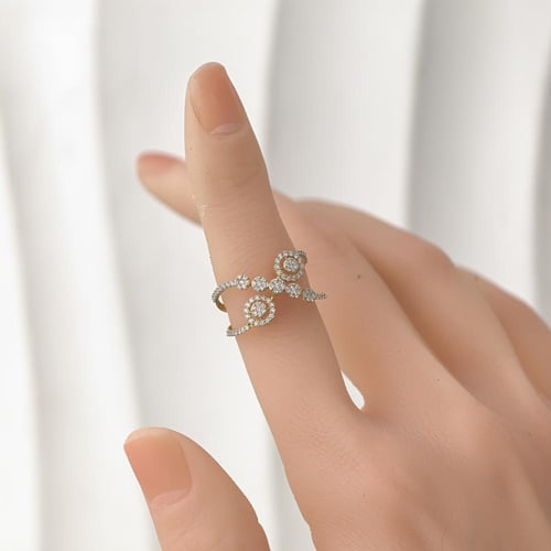 خاتم الماس عنقودي فاخر مزدوج