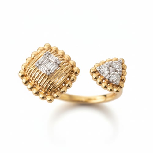 خاتم الماس هندسي تصميم مفتوح عصري