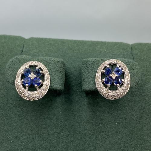 حلق الماس ناعم على احجار املون زرق