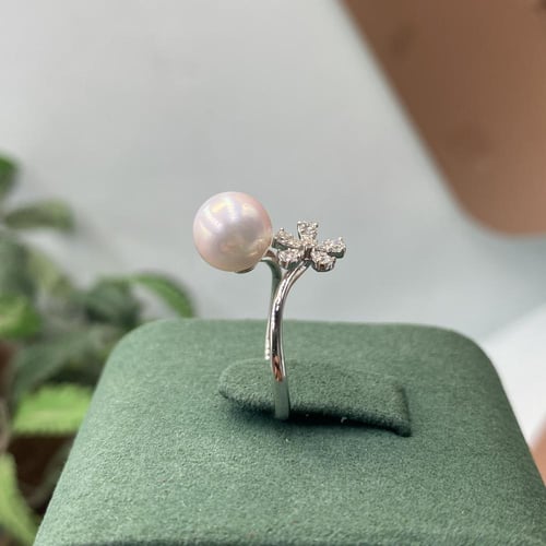 خاتم الماس لؤلؤ ناعم تصميم حديث