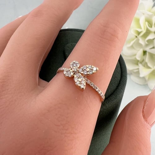 خاتم ألماس زهرة روز قولد أنيق