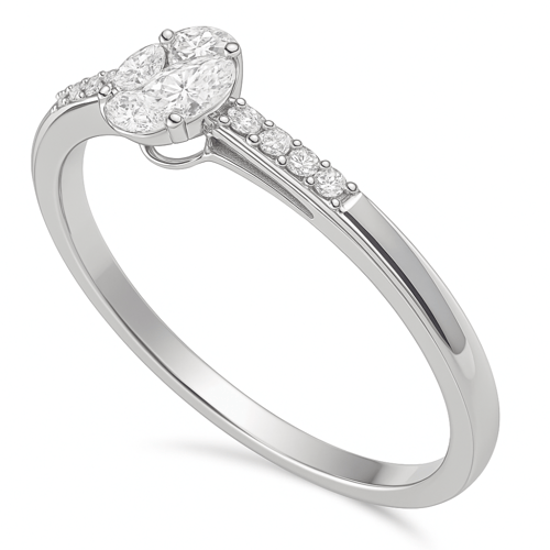 خاتم ألماس دائري ذهب أبيض بتصميم بسيط وناعم