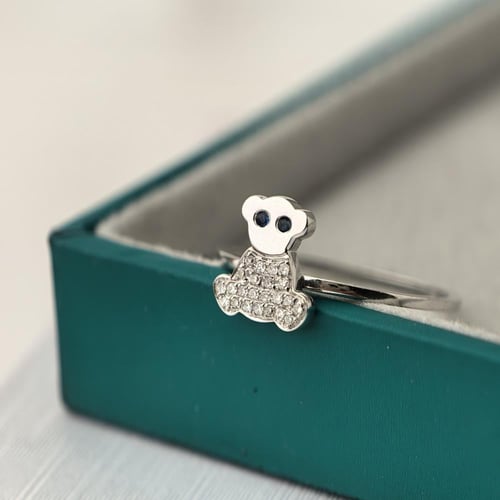 خاتم الماس ناعم بتصميم دب مرصع