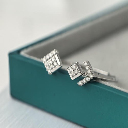 خاتم الماس مفتوح تصميم هندسي