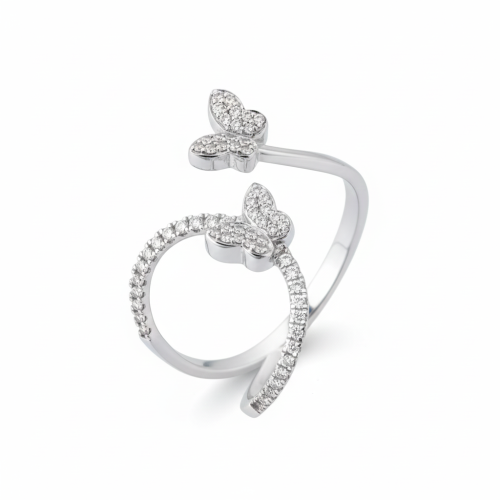 خاتم الماس مفتوح فراشة ناعم