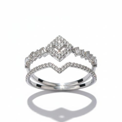 خاتم الماس مربع باجيت